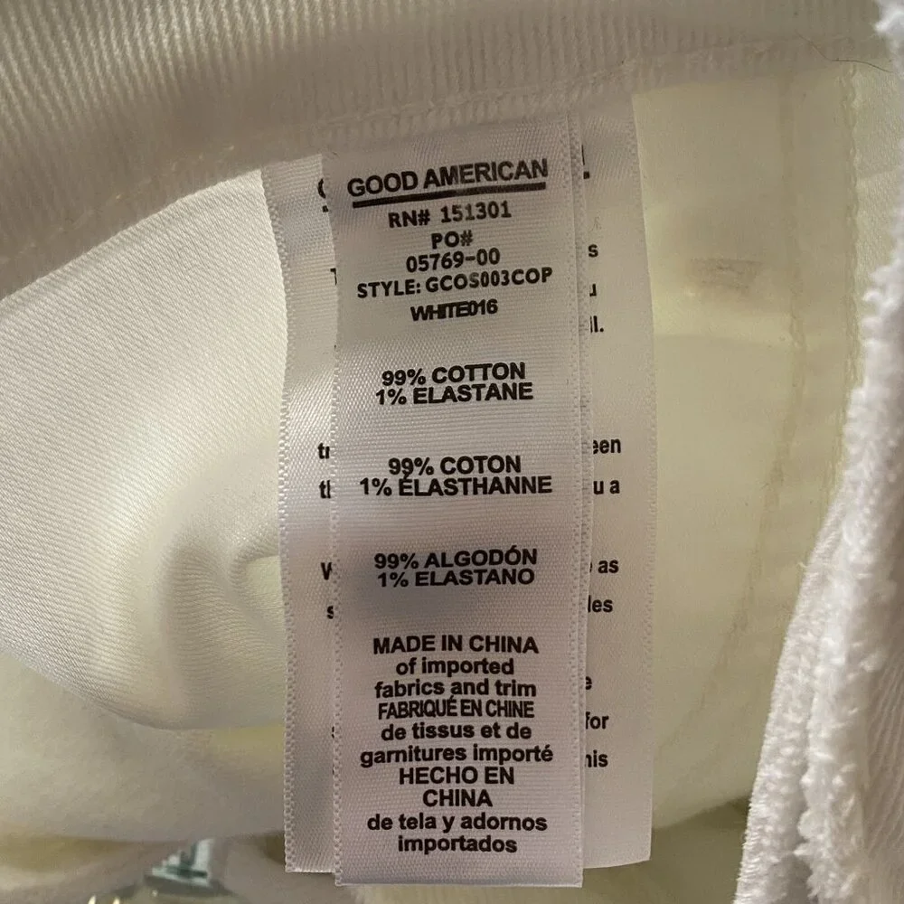 Good American 18 Bombshell High Waist Cutoff Shorts Distressed White Plus NWT - Picture 6 of 8